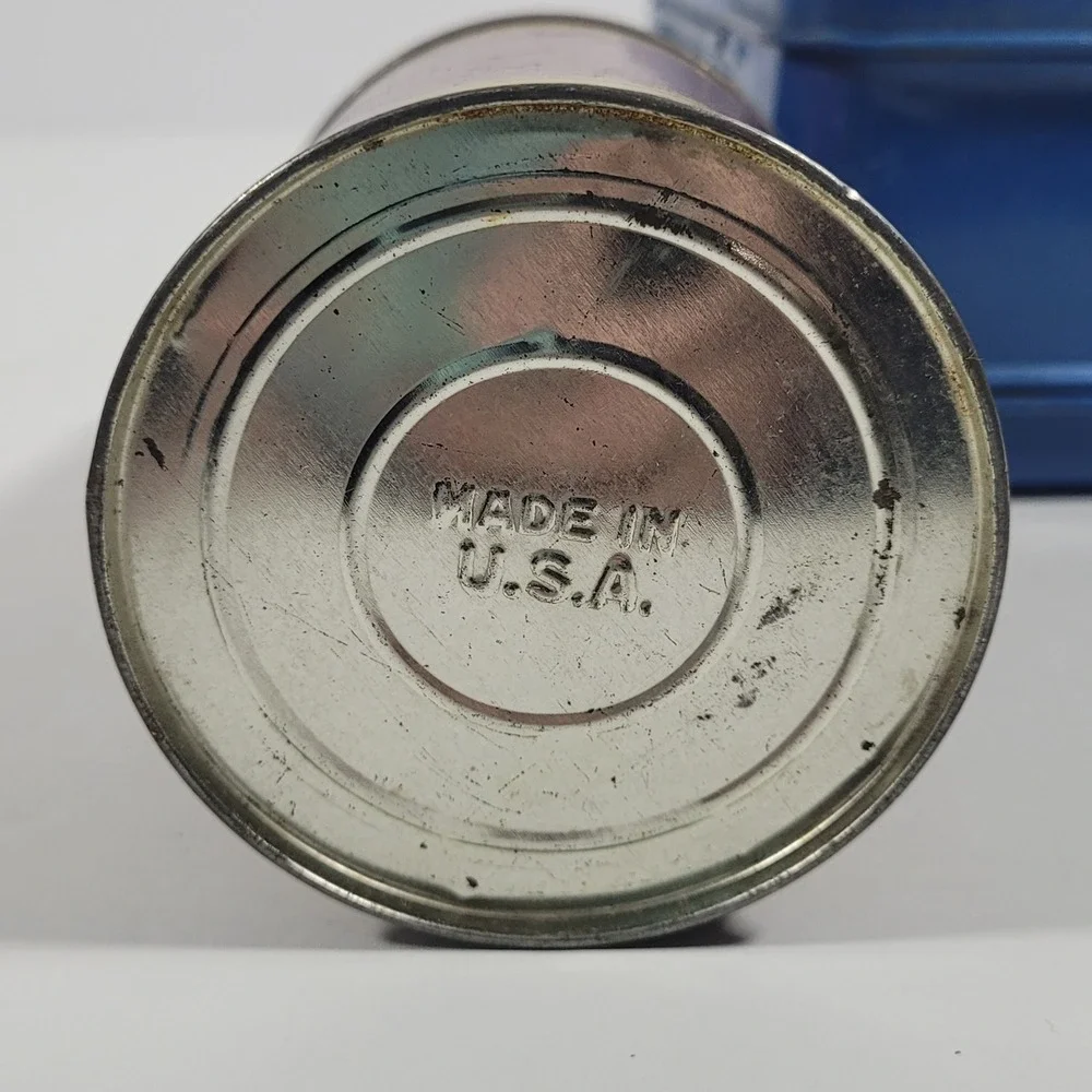 Vintage Blue Metal Lunch Box with Red Striped Thermos Cork Stopper Made in USA - Picture 7 of 15